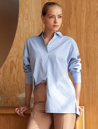 картинка Блузка женская голубой полосы магазин Одежда+ являющийся официальным дистрибьютором в России 
