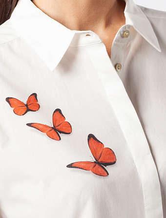 картинка Блузка женская белый_бабочки магазин Одежда+ являющийся официальным дистрибьютором в России 